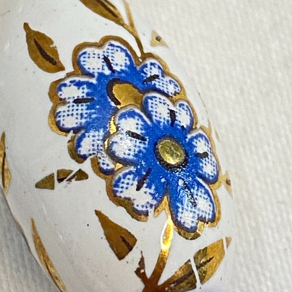 Stretch Bracelet And Earrings Set Deep Blue And White Floral Cloisonne Beads - Picture 6 of 10